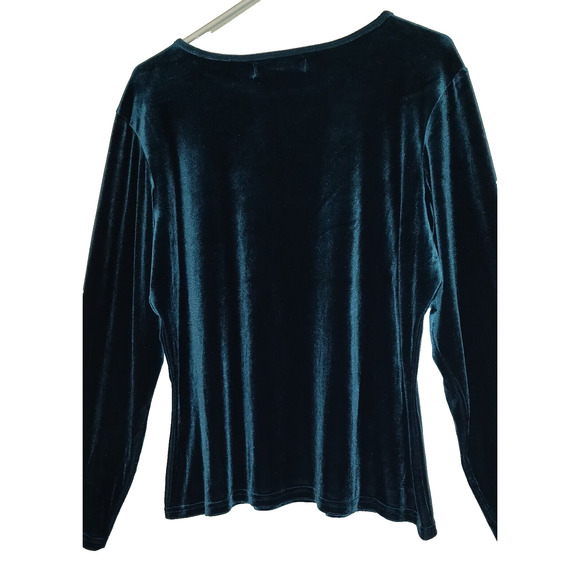 Dialogue Velvet Velour Top DEEP GREEN Luxury Holiday Party Stretchy Size 18W - Picture 6 of 10